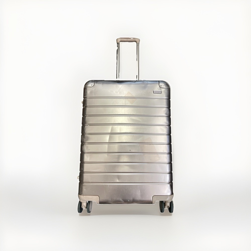 Away Rose Gold Aluminum Hardcase Spinner Rolling‎ Suitcase, Medium Checked Bag